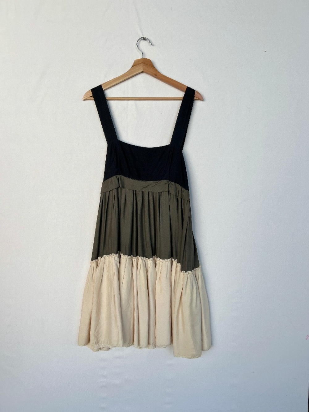 Silk Colorblock Tiered Dress